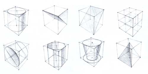 Способы перспективного изображения различных форм на основе куба